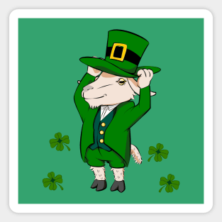 St Patricks Day Funny Leprechaun Goat Magnet